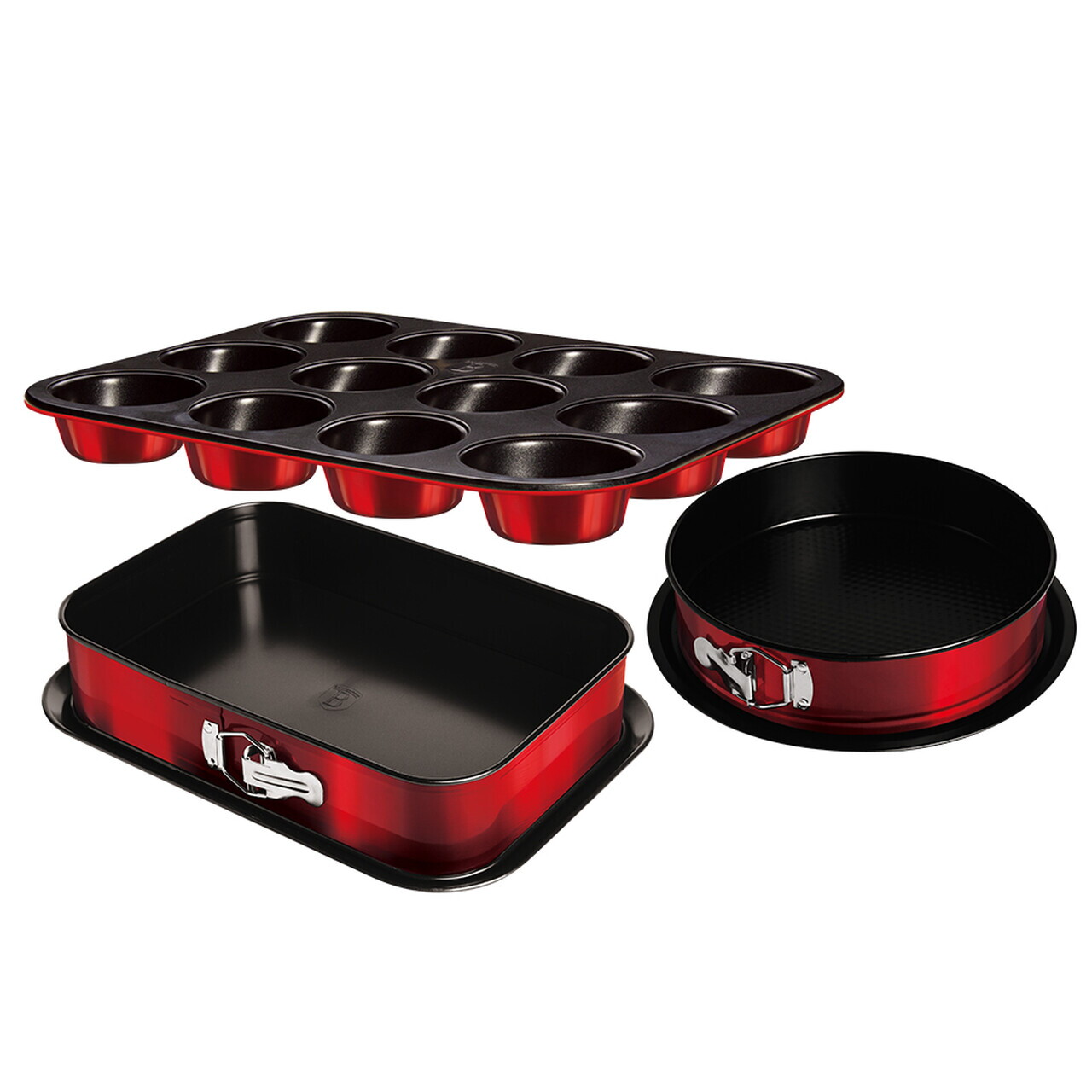 Set 3 tavi pentru copt Berlinger Haus, Burgundy, otel carbon, rosu - imagine 3